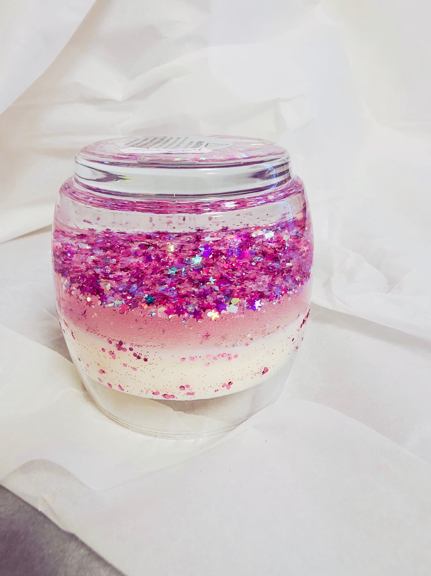 Ģēļa + sojas vaska svece ar spīdumiem