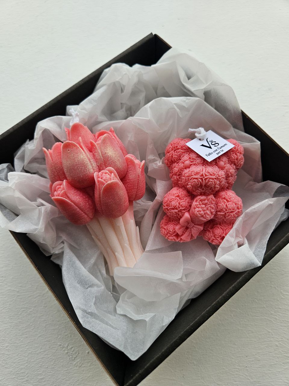 Sveču Komplekts – Tulpju pušķis un Lācītis