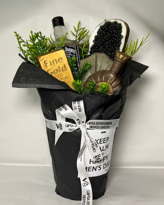 ziepju pušķis “Vīriešu” ar Jack Daniel's un sviestmaizi ar ikriem