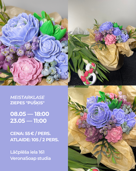 MEISTARKLASE – Komplekts: Ziepju pušķis no A līdz Z