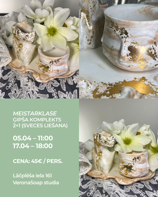 MEISTARKLASE – Gipsa komplekts + 2+1 (sveču liešana)