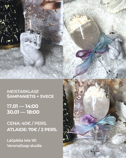 MEISTARKLASE – Šampanietis + svece
