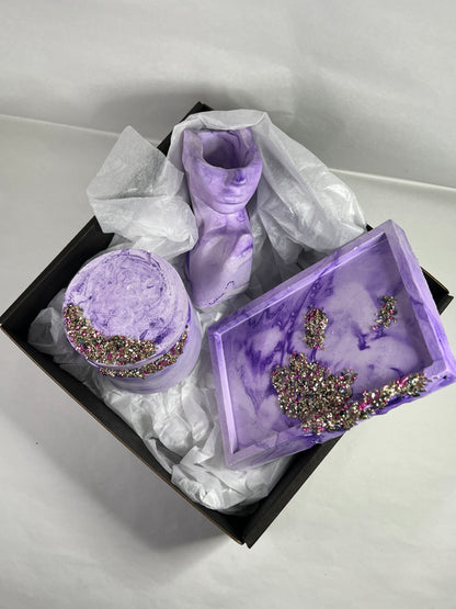 Gipsa komplekts Violets – akmeņi + svece