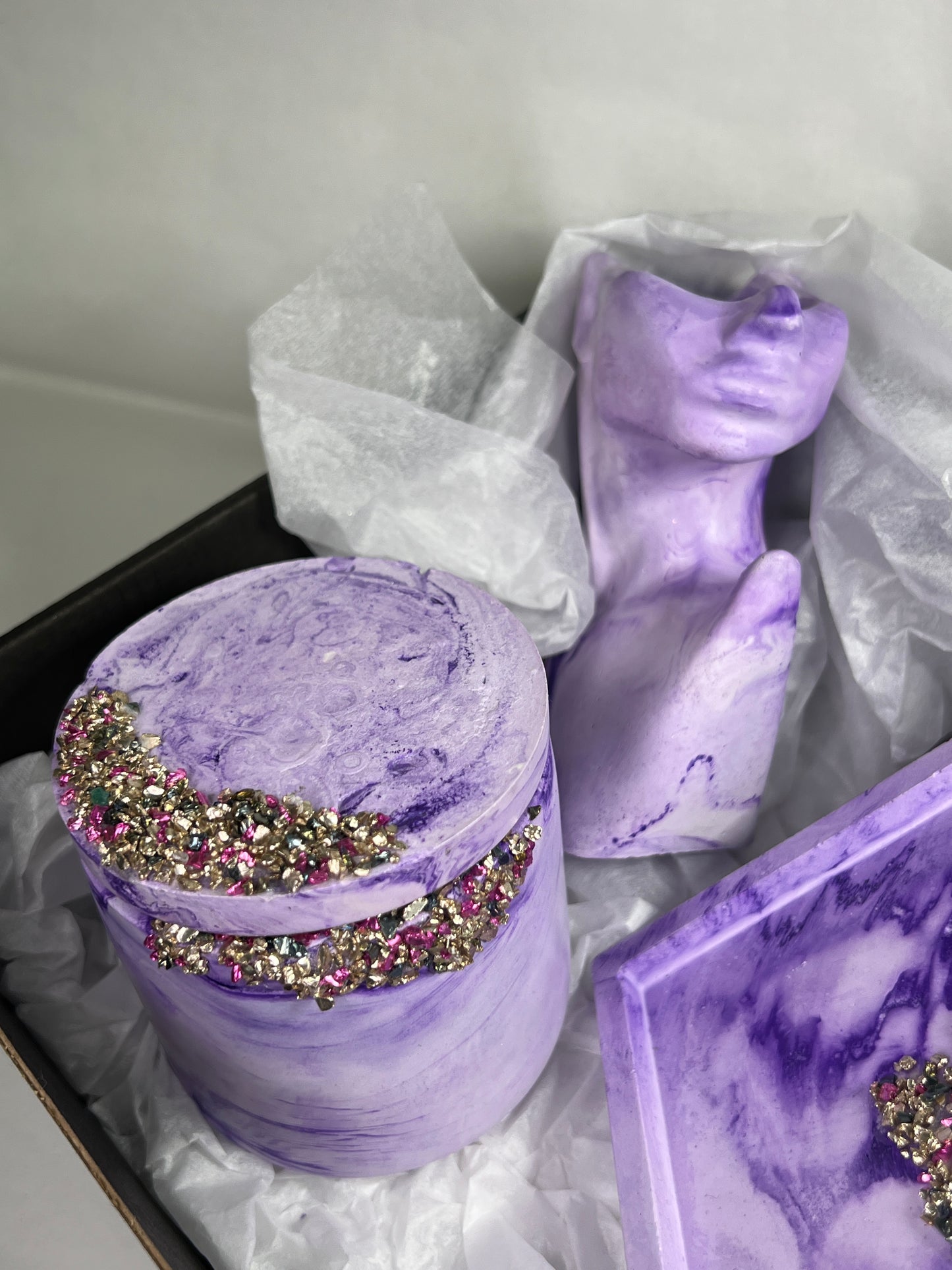 Gipsa komplekts Violets – akmeņi + svece