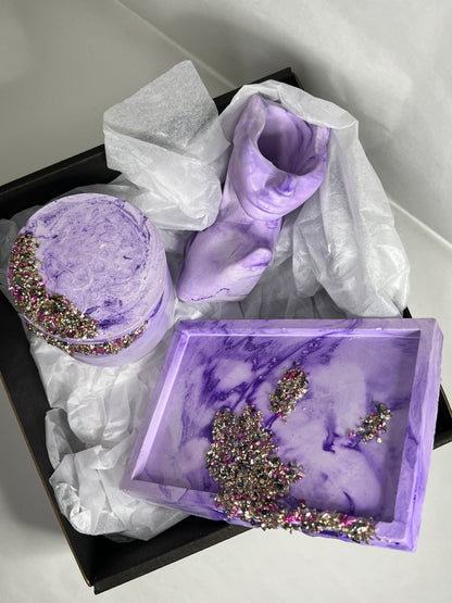 Gipsa komplekts Violets – akmeņi + svece