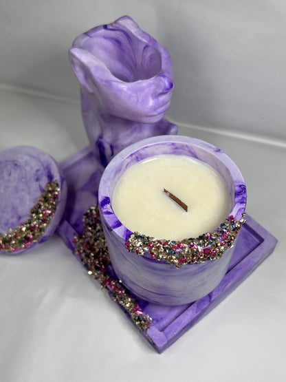 Gipsa komplekts Violets – akmeņi + svece