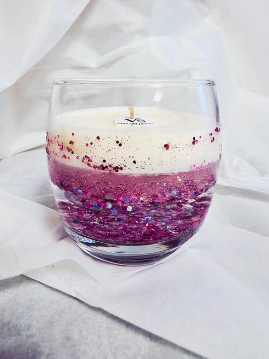 Ģēļa + sojas vaska svece ar spīdumiem