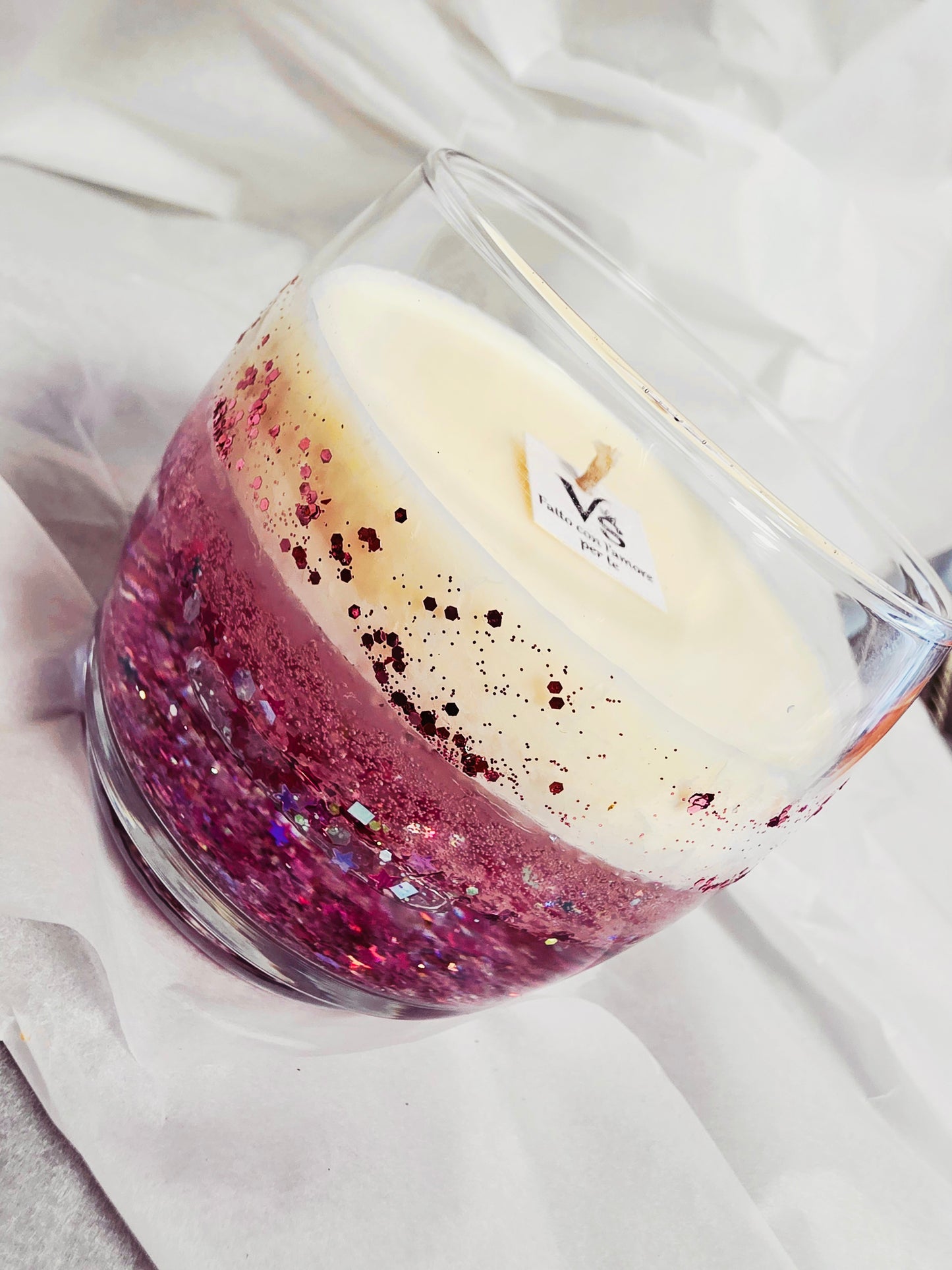 Ģēļa + sojas vaska svece ar spīdumiem